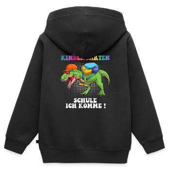Goodbye Kindergarten Einschulung Dino T Rex - Kinder Premium Organic Zip Hoodie - Schwarz - Hinten - AI Model Kid Male (0cm)