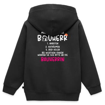 Meine Aufgaben als Bauherr - Kinder Premium Organic Zip Hoodie - Schwarz - Hinten - AI Model Kid Male (0cm)