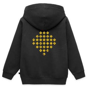 Panneaux de signalisation Enfants Panneaux de signalisation Auto-école - Sweat Premium à capuche zippé enfant bio - noir - Dos - AI Model Kid Male (0cm)