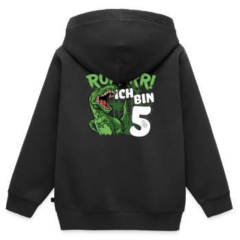 5. Geburtstag Junge 5 Jahre Dino Dinosaurier - Kinder Premium Organic Zip Hoodie - Schwarz - Hinten - AI Model Kid Male (0cm)