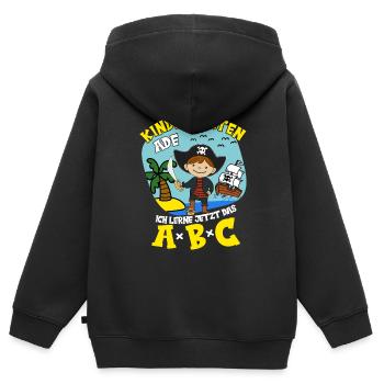 Schulkind Schulanfang Junge Kindergarten Pirat - Kinder Premium Organic Zip Hoodie - Schwarz - Hinten - AI Model Kid Male (0cm)