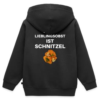 Mein Lieblingsobst ist der Schnitzel - Kinder Premium Organic Zip Hoodie - Schwarz - Hinten - AI Model Kid Male (0cm)