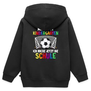 Schulkind Einschulung Fußball Schulstart Schule - Kinder Premium Organic Zip Hoodie - Schwarz - Hinten - AI Model Kid Male (0cm)