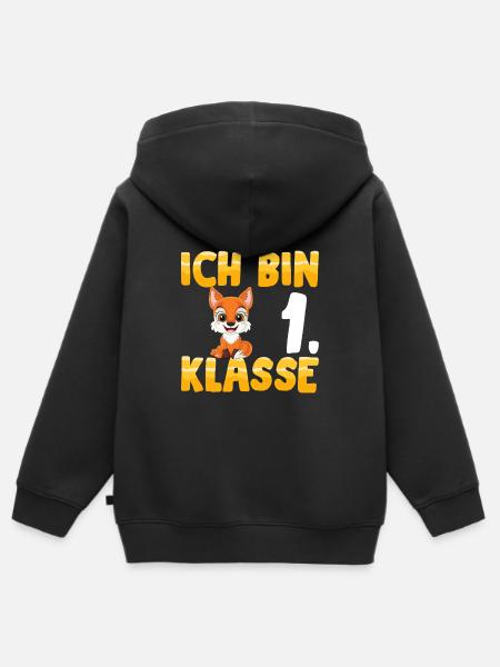 Ich bin 1. Klasse - Kinder Premium Organic Zip Hoodie - Schwarz