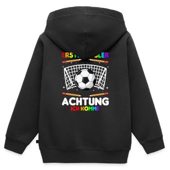 Erstklässler Schulkind Einschulung Fußball - Kinder Premium Organic Zip Hoodie - Schwarz - Hinten - AI Model Kid Male (0cm)