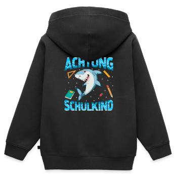 Einschulung Achtung Schulkind Geschenk Hai - Kinder Premium Organic Zip Hoodie - Schwarz - Hinten - AI Model Kid Male (0cm)
