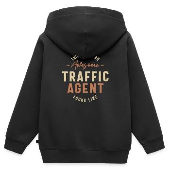 Drôle génial Agent de la circulation Occupation - Sweat Premium à capuche zippé enfant bio - noir - Dos - AI Model Kid Male (0cm)