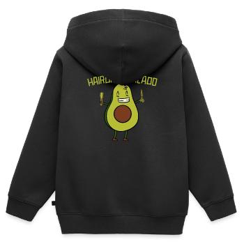 Coiffeur Coiffeur Coiffure Coiffure Coiffure Coiffure - Sweat Premium à capuche zippé enfant bio - noir - Dos - AI Model Kid Male (0cm)