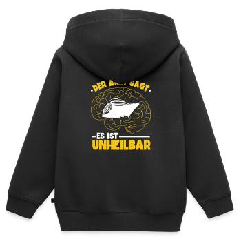 Kreuzfahrt - Kinder Premium Organic Zip Hoodie - Schwarz - Hinten - AI Model Kid Male (0cm)