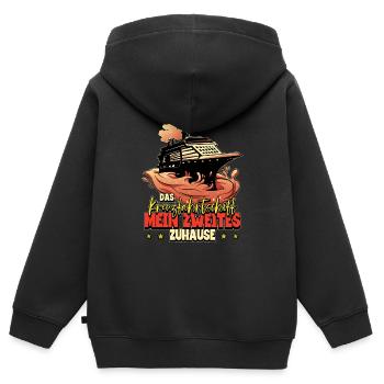 Kreuzfahrt - Kinder Premium Organic Zip Hoodie - Schwarz - Hinten - AI Model Kid Male (0cm)