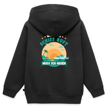 Kreuzfahrt - Kinder Premium Organic Zip Hoodie - Schwarz - Hinten - AI Model Kid Male (0cm)
