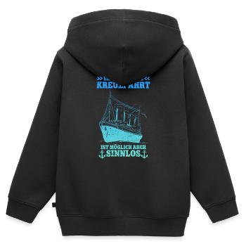 Kreuzfahrt - Kinder Premium Organic Zip Hoodie - Schwarz - Hinten - AI Model Kid Male (0cm)