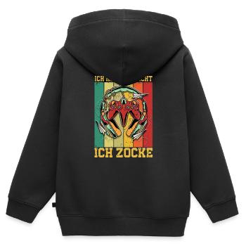Jeux de hasard Je ne t’entends pas Je joue - Sweat Premium à capuche zippé enfant bio - noir - Dos - AI Model Kid Male (0cm)
