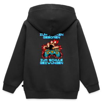 Jeux de hasard Né à l’école - Sweat Premium à capuche zippé enfant bio - noir - Dos - AI Model Kid Male (0cm)