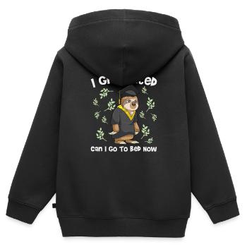 Graduation Quote Sloth Highschool Graduate - Kinder Premium Organic Zip Hoodie - Schwarz - Hinten - AI Model Kid Male (0cm)