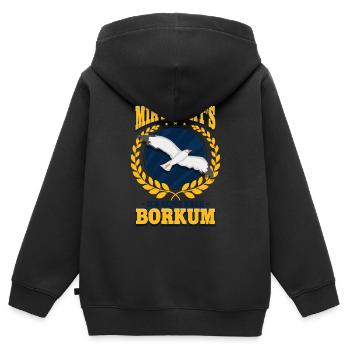 Borkum - Kinder Premium Organic Zip Hoodie - Schwarz - Hinten - AI Model Kid Male (0cm)