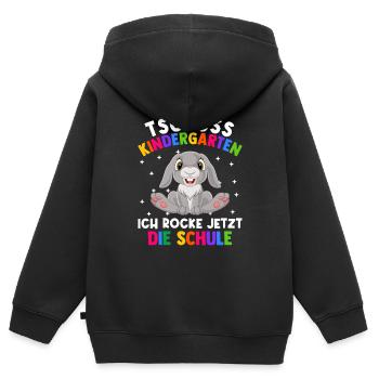 Tschüss Kindergarten ich rocke jetzt die Schule - Kinder Premium Organic Zip Hoodie - Schwarz - Hinten - AI Model Kid Male (0cm)