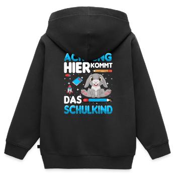 Schulkind Hase Einschulung 1. Klasse Schule - Kinder Premium Organic Zip Hoodie - Schwarz - Hinten - AI Model Kid Male (0cm)