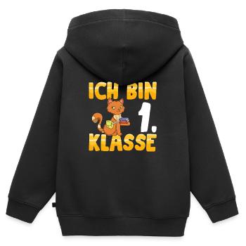 Ich bin 1. Klasse Einschulung Katze - Kinder Premium Organic Zip Hoodie - Schwarz - Hinten - AI Model Kid Male (0cm)