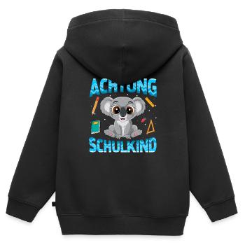 Einschulung Achtung Schulkind Geschenk Koala - Kinder Premium Organic Zip Hoodie - Schwarz - Hinten - AI Model Kid Male (0cm)