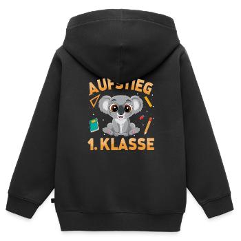 Aufstieg 1. Klasse Koala - Kinder Premium Organic Zip Hoodie - Schwarz - Hinten - AI Model Kid Male (0cm)