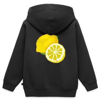 Retro Pixel Zitrone - Kinder Premium Organic Zip Hoodie - Schwarz - Hinten - AI Model Kid Male (0cm)