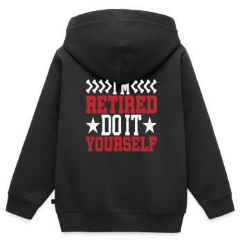 I'm retired, do it yourself 7 - Kids Premium Organic Zip-up Hoodie - black - Back - AI Model Kid Male (0cm)