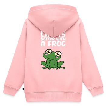 La vie est meilleure avec une grenouille - Sweat Premium à capuche zippé enfant bio - rose - Dos - AI Model Kid Female (0cm)