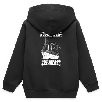 Kreuzfahrt - Kinder Premium Organic Zip Hoodie - Schwarz - Hinten - AI Model Kid Male (0cm)