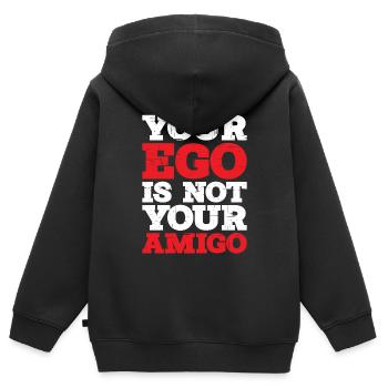 Votre ego n’est pas votre amigo 12 - Sweat Premium à capuche zippé enfant bio - noir - Dos - AI Model Kid Male (0cm)