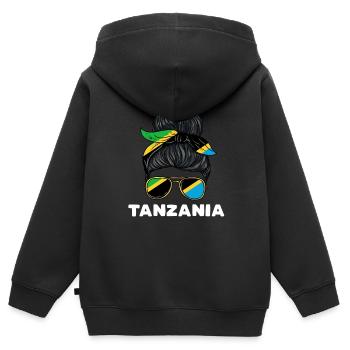 Tansania Girl - Kinder Premium Organic Zip Hoodie - Schwarz - Hinten - AI Model Kid Male (0cm)