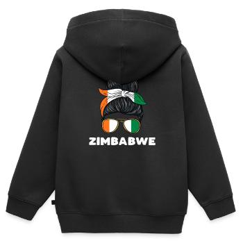 Simbabwe Mädchen - Kinder Premium Organic Zip Hoodie - Schwarz - Hinten - AI Model Kid Male (0cm)