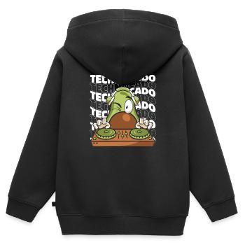 Techno - Kinder Premium Organic Zip Hoodie - Schwarz - Hinten - AI Model Kid Male (0cm)