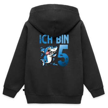 Ich bin schon 5. Kindergeburtstag Hai - Kinder Premium Organic Zip Hoodie - Schwarz - Hinten - AI Model Kid Male (0cm)