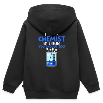 Je suis chimiste, si je cours, vous devriez aussi! 4 - Sweat Premium à capuche zippé enfant bio - noir - Dos - AI Model Kid Male (0cm)