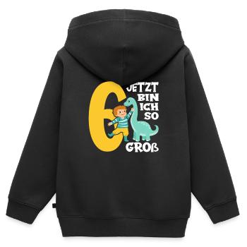 Dino Junge 6. Geburtstag Jetzt bin ich so groß - Kinder Premium Organic Zip Hoodie - Schwarz - Hinten - AI Model Kid Male (0cm)