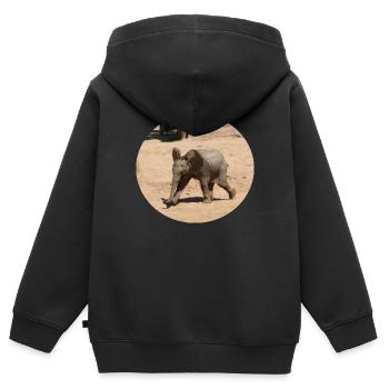 Kleiner Elefant im Laufschritt - Kinder Premium Organic Zip Hoodie - Schwarz - Hinten - AI Model Kid Male (0cm)