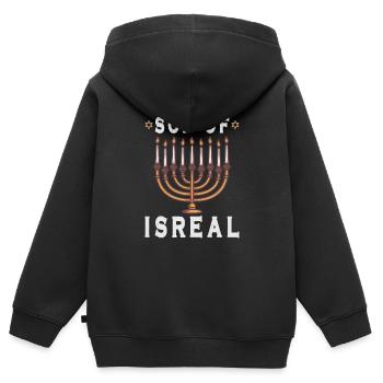 Juif israélite Héritage israélite Juif Israël Juif - Sweat Premium à capuche zippé enfant bio - noir - Dos - AI Model Kid Male (0cm)