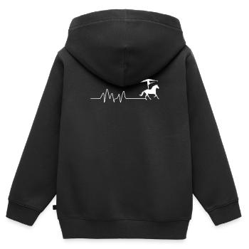 Rythme cardiaque Fréquence cardiaque Voltagation de la fréquence cardiaque - Sweat Premium à capuche zippé enfant bio - noir - Dos - AI Model Kid Male (0cm)