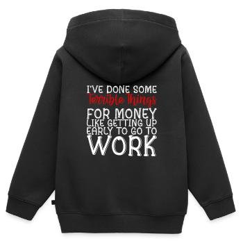 J’ai fait des choses terribles pour de l’argent 2 - Sweat Premium à capuche zippé enfant bio - noir - Dos - AI Model Kid Male (0cm)
