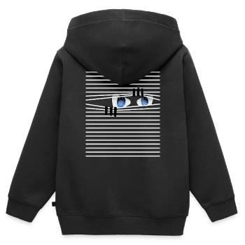 Les yeux ouverts - Espion de surveillance curieux - Sweat Premium à capuche zippé enfant bio - noir - Dos - AI Model Kid Male (0cm)