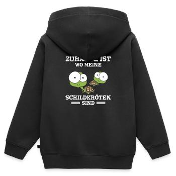 Zuhause Ist Wo Meine Schildkröten Sind - Kinder Premium Organic Zip Hoodie - Schwarz - Hinten - AI Model Kid Male (0cm)