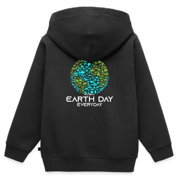 Earth Day Everyday - Kinder Premium Organic Zip Hoodie - Schwarz - Hinten - AI Model Kid Male (0cm)