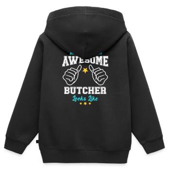 This Is What An Awesome Butcher Looks Like - Kinder Premium Organic Zip Hoodie - Schwarz - Hinten - AI Model Kid Male (0cm)