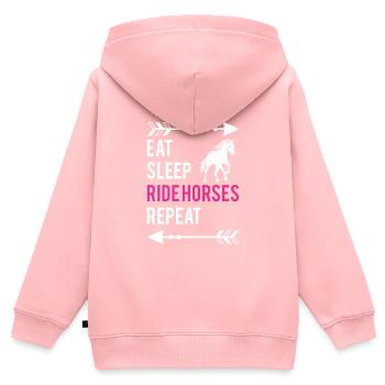 Manger Sleep Ride Chevaux Répéter Chemise Cavalier - Sweat Premium à capuche zippé enfant bio - rose - Dos - AI Model Kid Female (0cm)