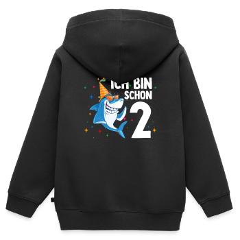 Ich bin schon 2. Kindergeburtstag Hai - Kinder Premium Organic Zip Hoodie - Schwarz - Hinten - AI Model Kid Male (0cm)