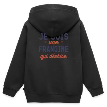 Annonce De Grossesse Pour Frangine - Sweat Premium à capuche zippé enfant bio - noir - Dos - AI Model Kid Male (0cm)