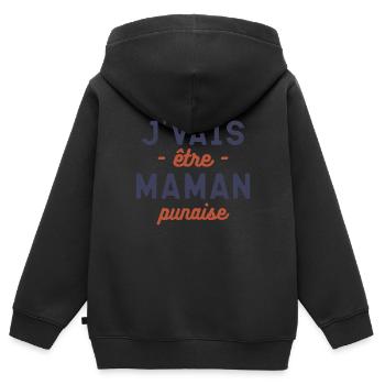 Annonce De Grossesse Pour Maman - Sweat Premium à capuche zippé enfant bio - noir - Dos - AI Model Kid Male (0cm)