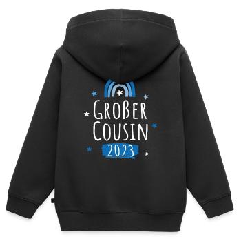 Großer Cousin 2023 Regenbogen - Kinder Premium Organic Zip Hoodie - Schwarz - Hinten - AI Model Kid Male (0cm)
