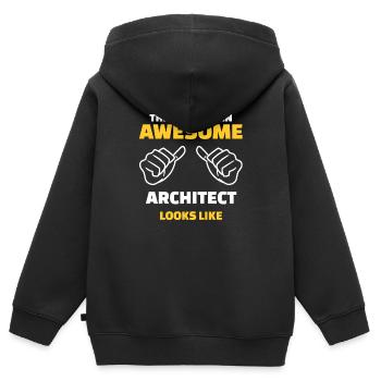 Voici à quoi ressemble un architecte génial - Sweat Premium à capuche zippé enfant bio - noir - Dos - AI Model Kid Male (0cm)